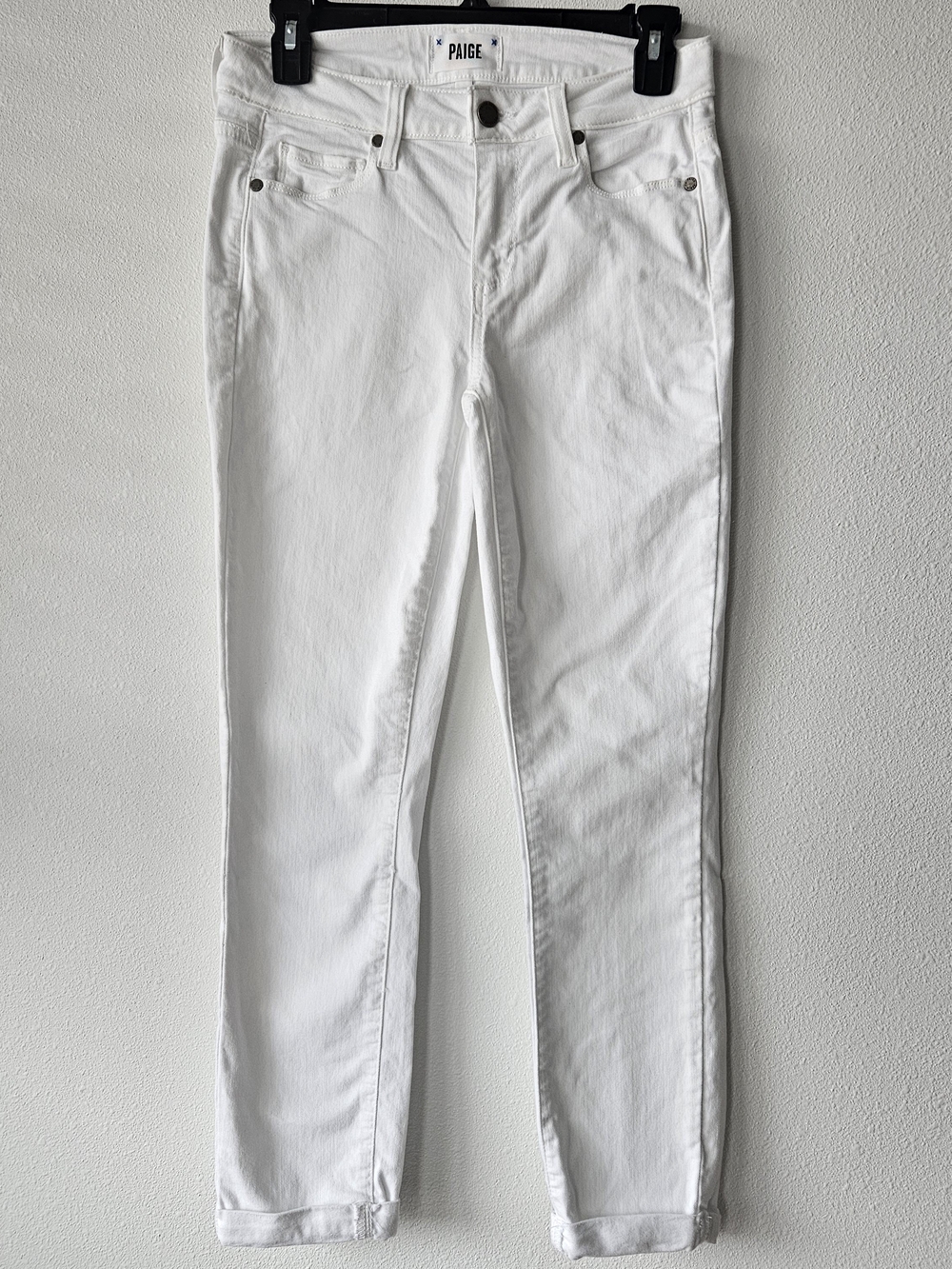 PAIGE Women's White High-Rise Slim Jeans Size 27